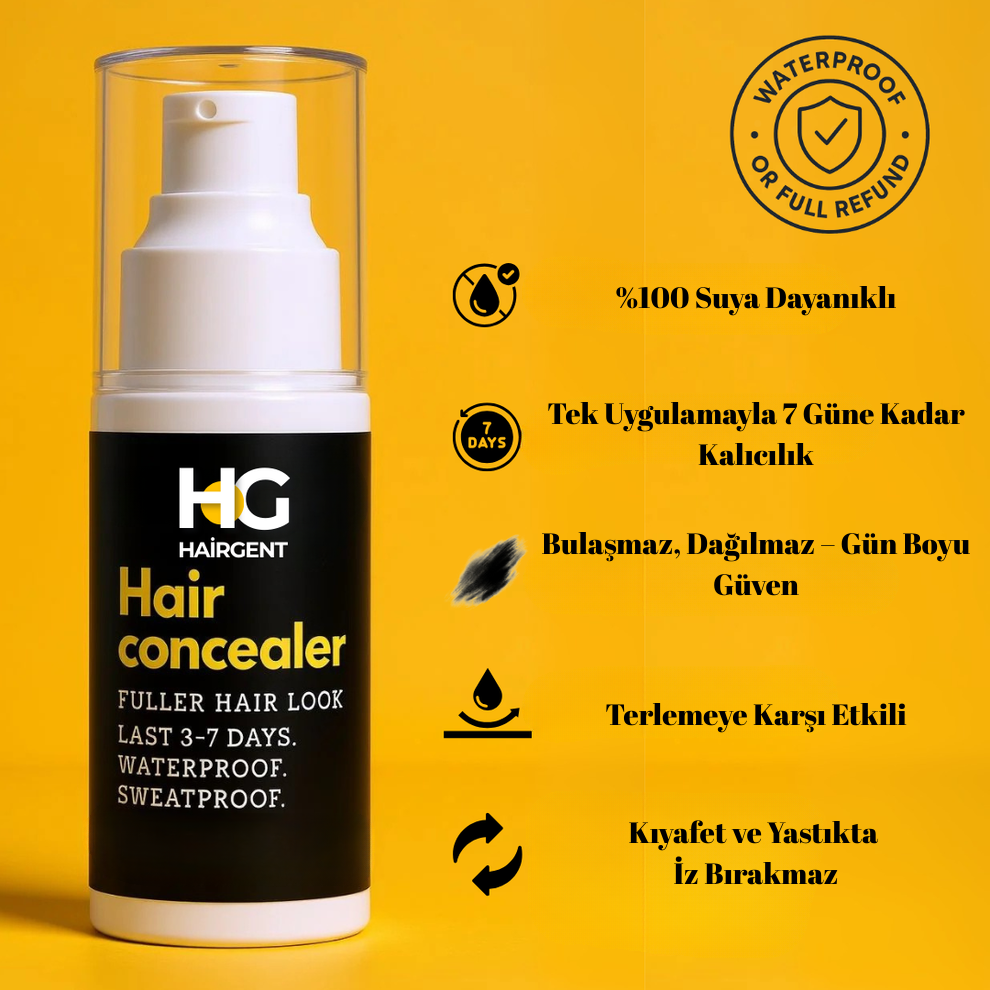 HairGent Siyah Saç Kapatıcı – Suya Dayanıklı, 3–7 Gün Etkili